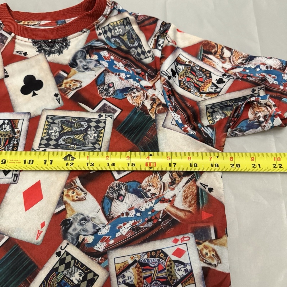 Fresh Prints of Bel-Air Mens Dogs Playing Poker All Over Print T-Shirt Small Red - Picture 3 of 8